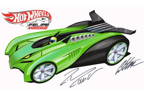 Felipe Massa junto a los Hot Wheels