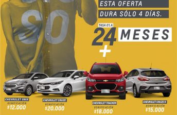 Chevrolet con importantes ofertas para la compra de Onix, Cruze y Tracker